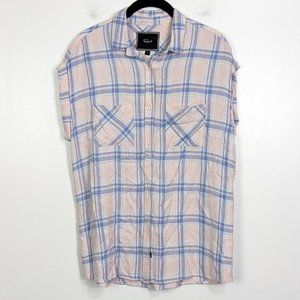 Rails Pink Plaid Short Sleeve Button Down Top Size S